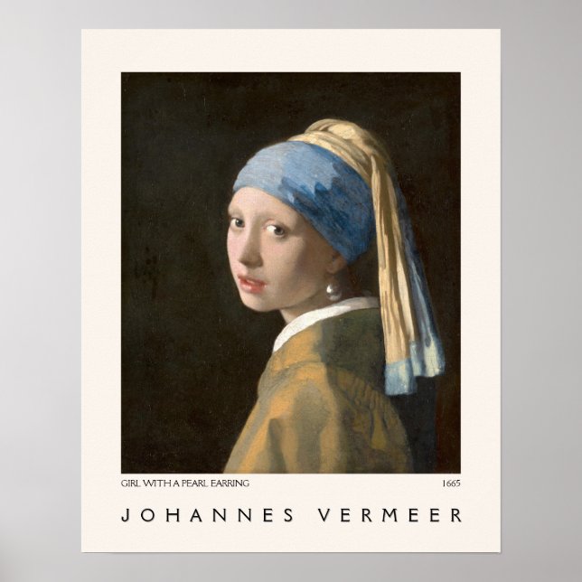Flicka med Pearl Earring Johannes Vermeer Museum Poster (Framsidan)