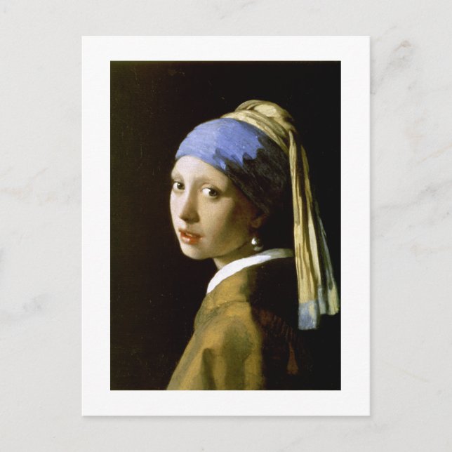 Flicka med Pearl Earring Vermeer Fine Art Vykort (Framsida)