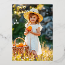 Flicka med Pumpkin Basket Happy halloween