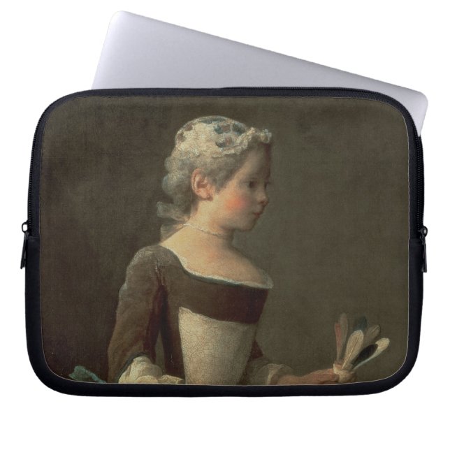 Flicka med racket och Shuttlecock Laptop Sleeve (Framsidan)