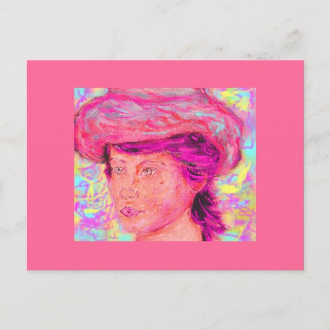 flicka med renoir hatt vykort (Framsida)