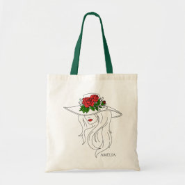 Flicka med Ro Flowers Tygkasse