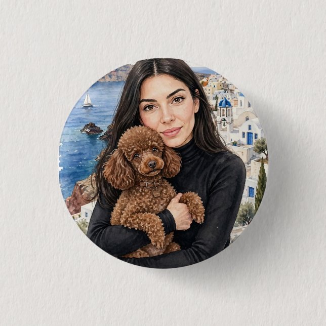 Flicka med röd leksakspudel knapp (Framsida)