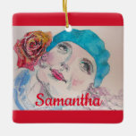 Flicka med Röd ros Beret Watercolor Girls Namn Julgransprydnad Keramik<br><div class="desc">Flickan med Röd ros Beret Watercolor Girls Namn Julgran Ornament,  med anpassade namn. En mycket vacker gåva till vem du än är kärlek. Designat skrivet och målat av mig från en av mina ursprungliga vattenfärgspresentationer.</div>