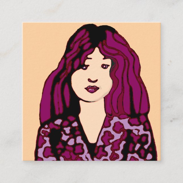 Flicka med röd violett hår Calling Card (Framsida)