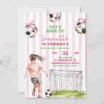 Flicka med rosa ränder fotboll Födelsedagsfirande