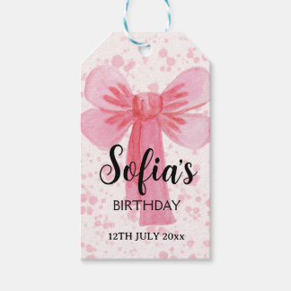 Flicka med rosa slinga presentetikett