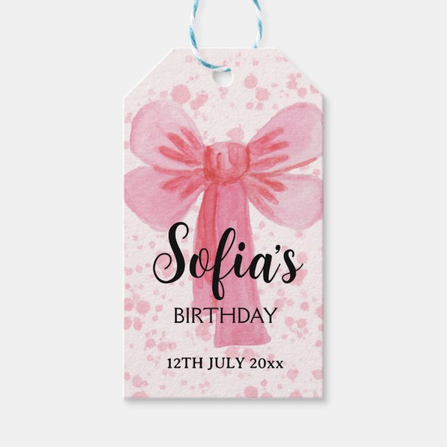 Flicka med rosa slinga presentetikett (Framsidan)