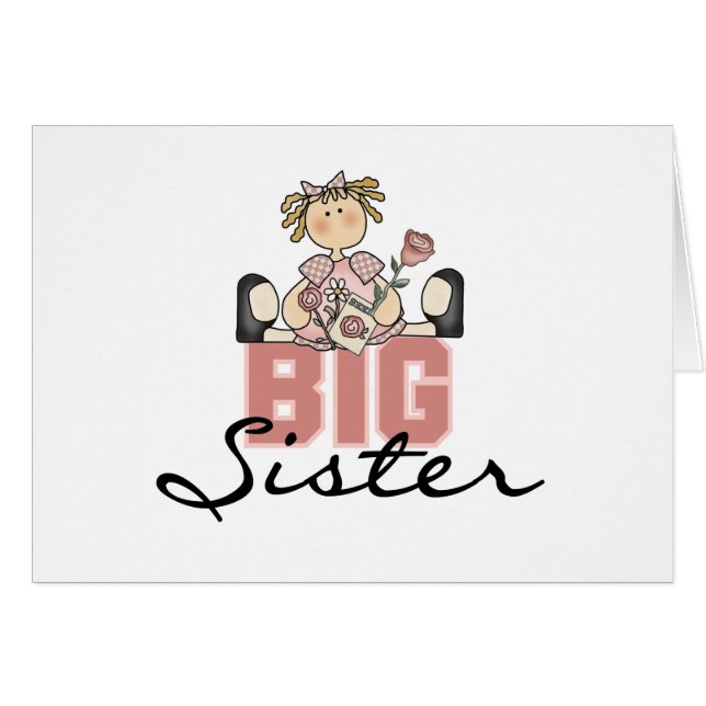 Flicka med rostorasystern hälsningskort (Framsidan Horizontal)