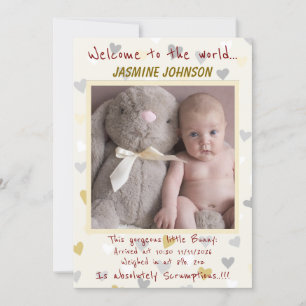 Flicka med sin bunny New Arrival Meddelande