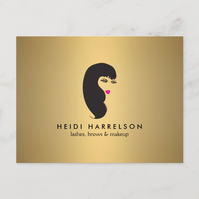 Flicka med snärtar på Fauxguldvykort Vykort (Framsida)