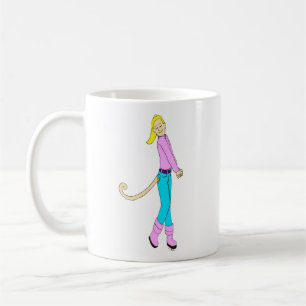 flicka med svan kaffemugg