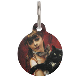 Flicka med svart katt i hennes Arm Djurbricka