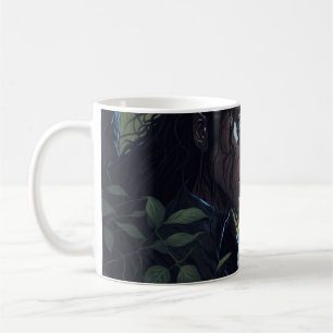 Flicka med svart panter kaffemugg