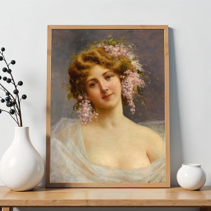 Flicka med syren, Achille Beltrame konst Poster