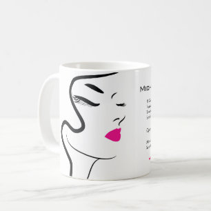 Flicka med vågigt hårstämpelsymbol kaffemugg