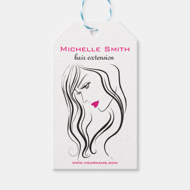 Flicka med vågigt hårstämpelsymbol presentetikett (Framsidan)