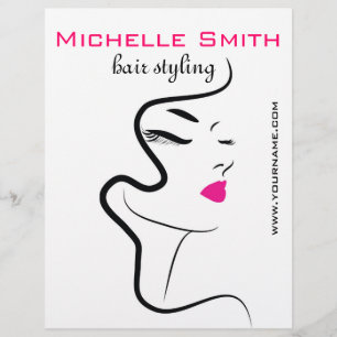 Flicka med vågigt hårstämpelsymbol reklamblad