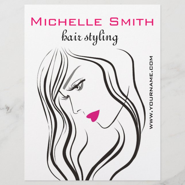 Flicka med vågigt hårstämpelsymbol reklamblad (Framsidan)