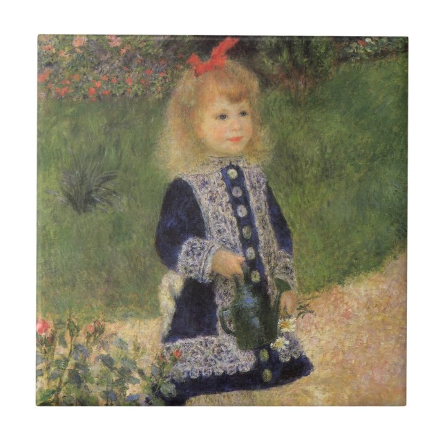 Flicka med vattenkanna av Pierre Renoir Kakelplatta (Framsidan)