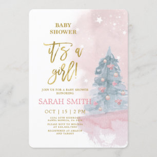 Flicka med Vinter Baby Shower Inbjudningar
