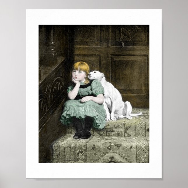 Flicka med vit hund poster (Framsidan)