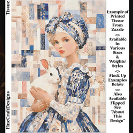 Flicka med vit kanin, lapptäcke EB9L decoupage