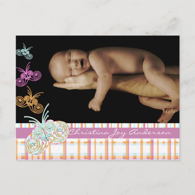 Flicka-meddelande - Butterflies Meddelande Vykort (Framsida)