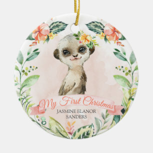 flicka Meerkat Första jul-Helgdag Keepsaké Julgransprydnad Keramik