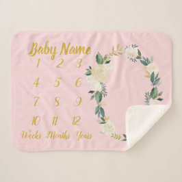 Flicka Milestone Blanket Personlig Rosa Guld