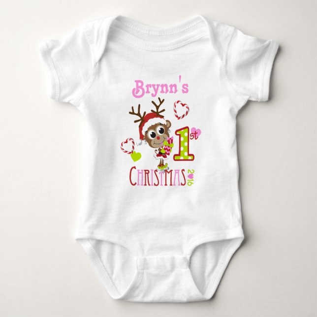 Flicka min 1st julapaBodysuit T-shirt (Framsida)