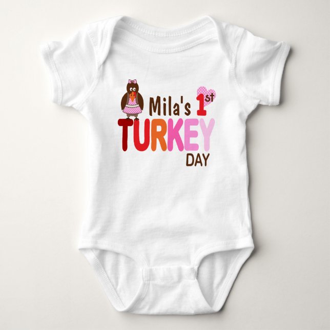 Flicka Min första Turkiet-dag-Thanksgiving Bodykos T Shirt (Framsida)