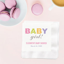 Flicka Modern Colorful Brev Baby Shower Pappersservett