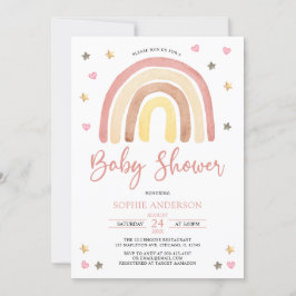 flicka Mute Tones Boho Rainbow Baby Shower Inbjudningar