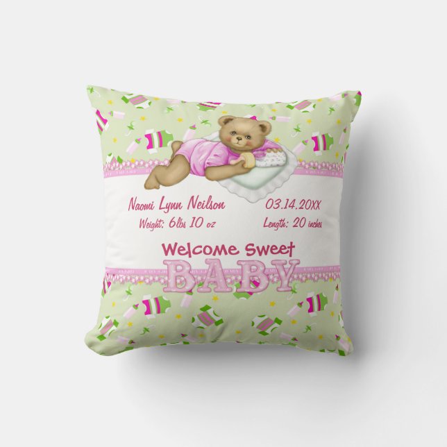 Flicka Nalle Pillow Kudde (Framsida)