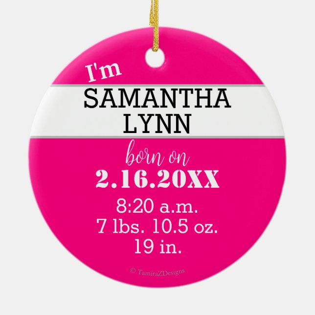 Flicka Namn Hej till World Rosa Blue Julgransprydnad Keramik (Baksidan)