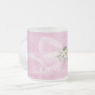 Flicka Namn Pastel Rosa Ribbon Blommigt Sweet Frostad Glasmugg
