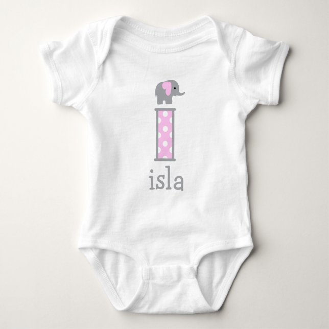 Flicka Newborn Polka Dot Elephant brev i Tee Shirt (Framsida)