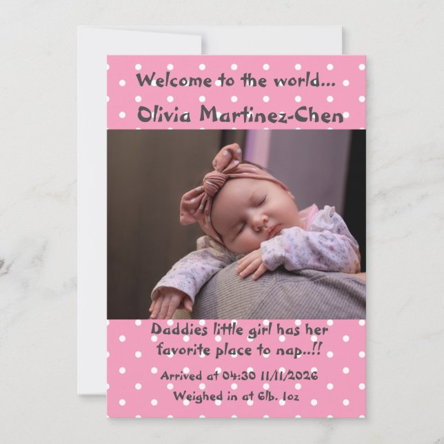 Flicka Nya ankomst Meddelande (Framsida)