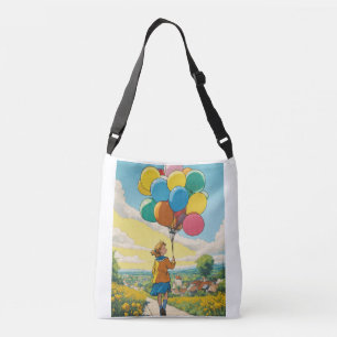 Flicka och ballong tryckt toteväska axelväska