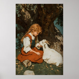 Flicka Och Get Tryck, Antik Utskriftbar Konst, Rus Poster