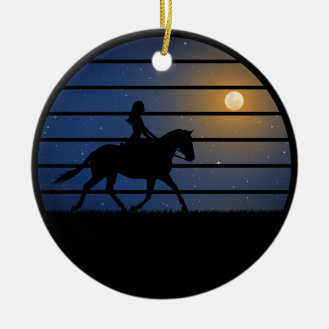 flicka och häst julgransprydnad keramik (Framsidan)