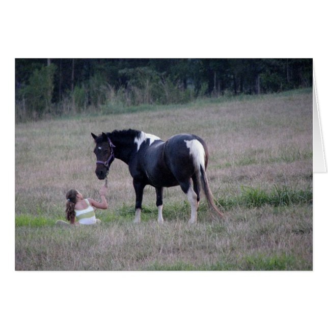 flicka och häst OBS kort (Framsidan Horizontal)