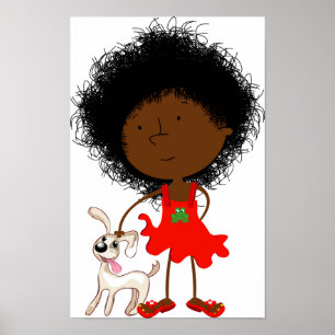 Flicka och henne hundaffisch poster