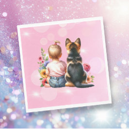 Flicka och hennes marionett | Baby Shower Pappersservett