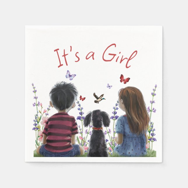 Flicka och hennes marionett | Det är en tjej Water Pappersservett (Framsidan)