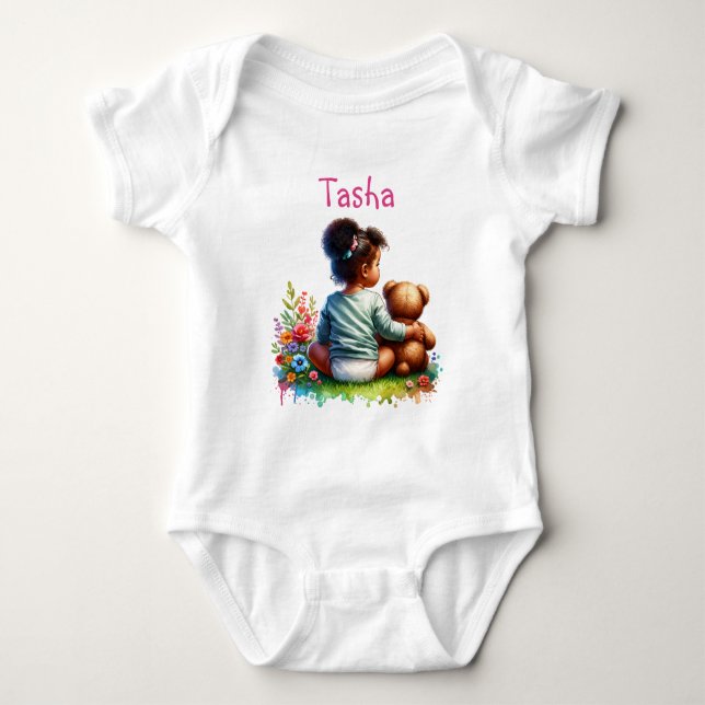 Flicka och hennes Nalle | PERSONLIG T Shirt (Framsida)