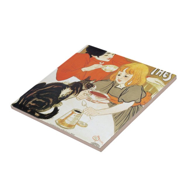 Flicka och katt, Alexandre Steinlen Kakelplatta (Sidan)