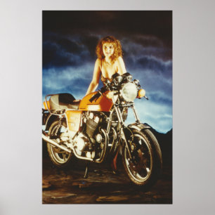 Flicka och motorcykel poster