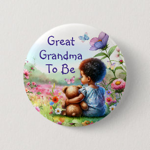 Flicka och Nalle Baby Shower Grandma to be Knapp